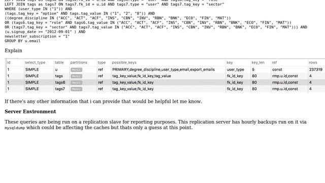 Databases: MySQL Query optimisation advice