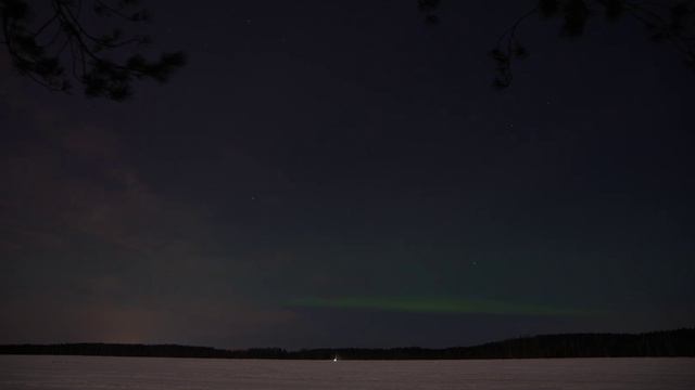 Северное сияние, озеро Большое, Всеволожск (ночь на 16.01.2022, 00:25-01:04)