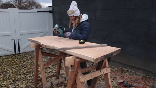 Как сделала стол из дубового слэба и покрыла маслом-воск. смотреть онлайн