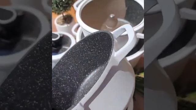 Обзор набор кухонной посуды 12 предметов с мраморным покрыти смотреть онлайн