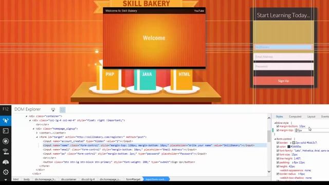 IE Element - F12 Developer Tools - Web Development