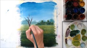 Рисуем Летний пейзаж гуашью