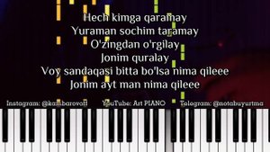 Uzmir & Mira - Sarig'im | KARAOKE • TEKST • QO'SHIQ MATNI • LYRIC VIDEO CLIP • PIANO VERSION | remi