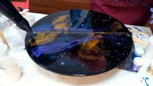 Космос из эпоксидной смолы. Круглая картина