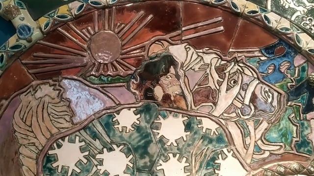 Керамическая облицовка камина "Встреча Вольги Святославовича с Микулой Селяниновичем" (М.Врубель)