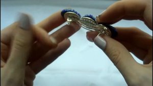 Заколка-автомат из бисера синего и голубого цвета с кристаллами Swarovski NataliaLuzik