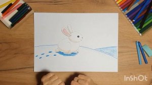 Как нарисовать зайчика зимой? Просто! Рисунок Зайчик.