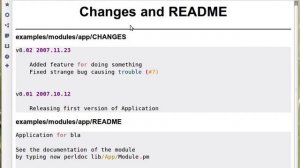 Changes and README file in a Perl distribution