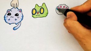 милые рисунки/рисуем наклейки/как нарисовать котика