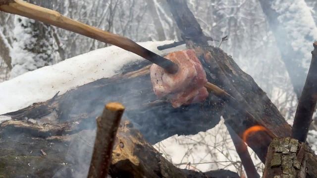Surviving -15°C Snow Storm in Warm BUSHCRAFT Shelter смотреть онлайн
