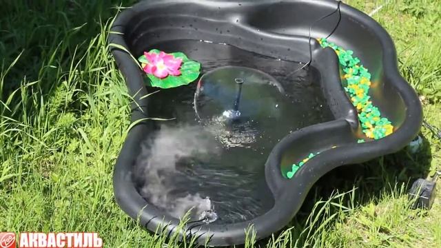 Декоративный пруд со сферообразным фонтаном и генератором тумана. Водопады и фонтаны. смотреть онлайн