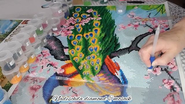Выпуск 870/Павлины/Алмазная мозаика/Процесс/