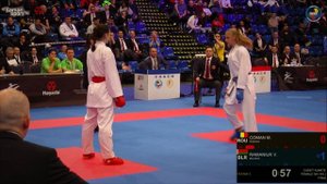 Karate WKF 2020 Budapest - Coman Maria Cristina vs Ramaniuk Volha - Cadet Kumite Female 54+kg Final