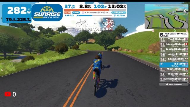 Club Ladder Zwift - SRT Meatballs v Down n DiRTy Buteos - 3 laps Two bridges loop смотреть онлайн