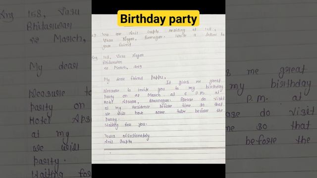 a later for birthday party, #viralvideo #class #english #question #lettere #akanksha