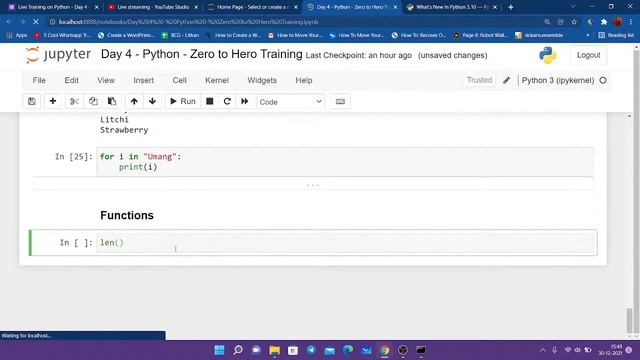 Day 4 -  Python Zero to Hero Training - Loops | Functions