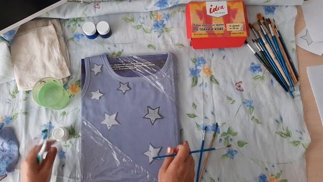 Рисунок акриловой краской по ткани. Рисунок на майке и футболке. смотреть онлайн