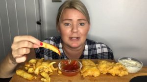 Cod bites & chips mukbang uk fish bites & chips