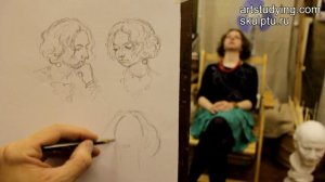 Наброски портрета в ракурсах