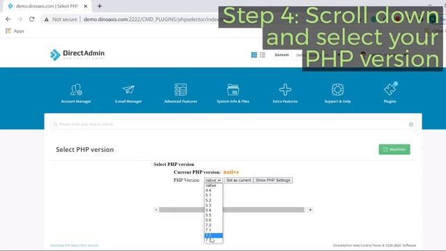Select PHP Version In Directadmin