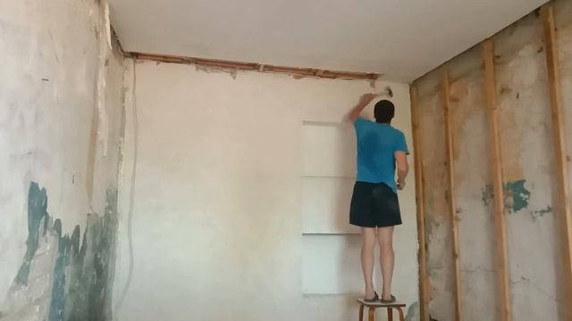 Капитальный ремонт комнаты в частном доме, ч 2#ремонтдома#потолок#гипсокартон#ремонтсвоимирукам