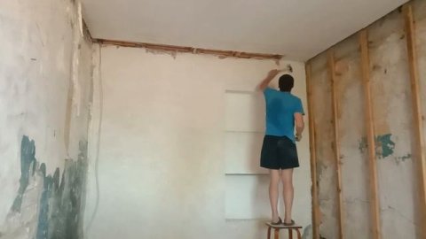 Капитальный ремонт комнаты в частном доме, ч 2#ремонтдома#потолок#гипсокартон#ремонтсвоимирукам
