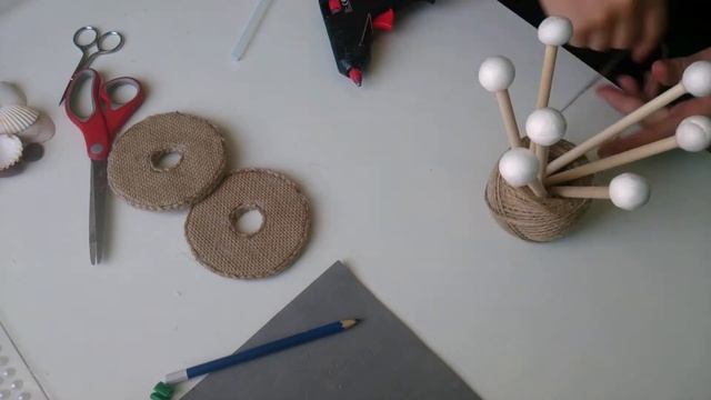 DIY Панно - штурвал " Кусочек моря" , из джута, картона и ракушек смотреть онлайн