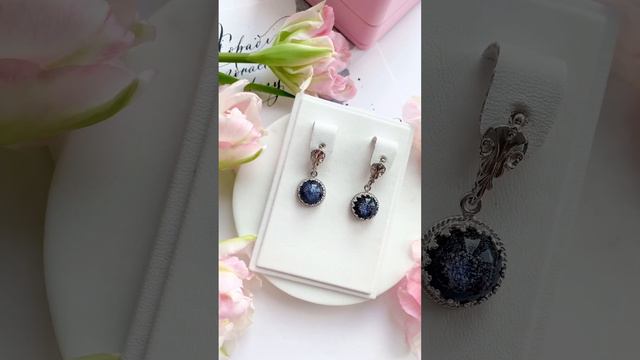 Серебряные серьги из итальянского стекла