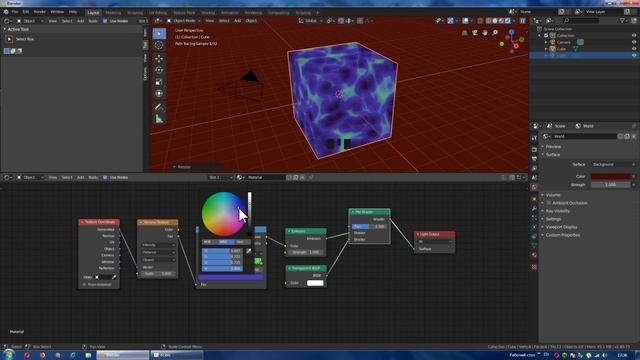 Blender 2.8. Уроки. Светящаяся текстура полупрозрачная. смотреть онлайн