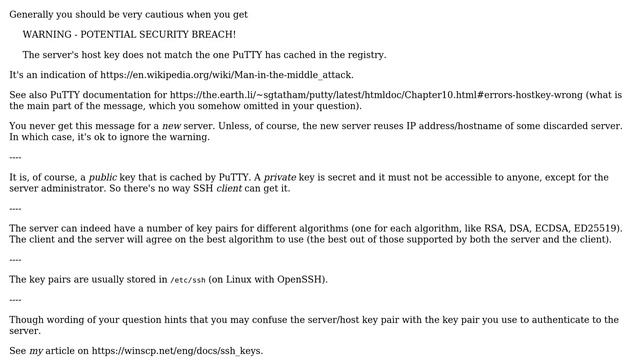 PuTTY Warning: The server's host key does not match the one PuTTY has cached in the registry смотреть онлайн