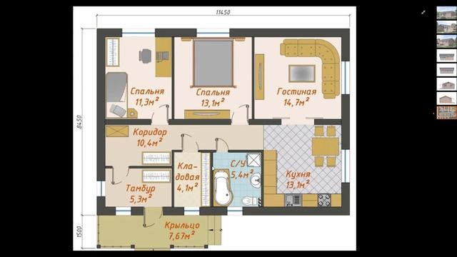 Проект одноэтажного дома из блоков | Видео обзор проекта дома из газосиликатных блоков 114К10 смотреть онлайн