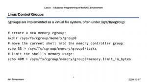 Advanced Programming in the UNIX Environment: Week 13, Segment 6 - Capabilities, cgroups, container