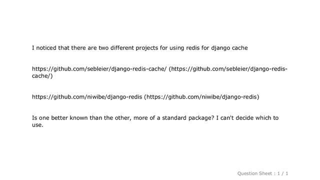 Django : Difference between django-redis-cache and django-redis for redis caching with Django? смотреть онлайн