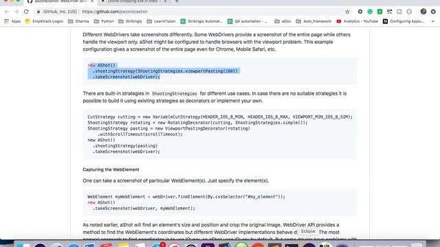 Screenshot of whole webpage with Selenium || Image based automation || AShot Selenium