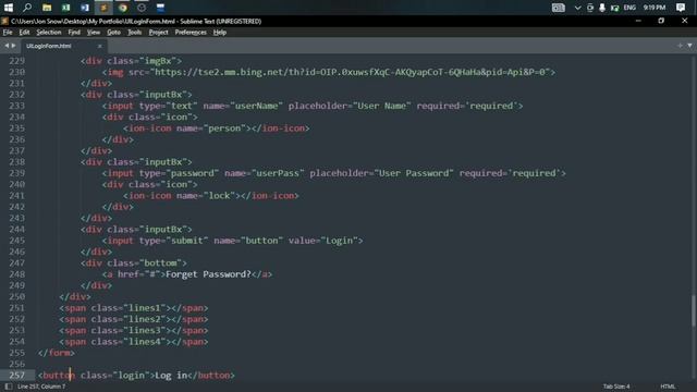 Ui Log-in Form using #html #css #javascript