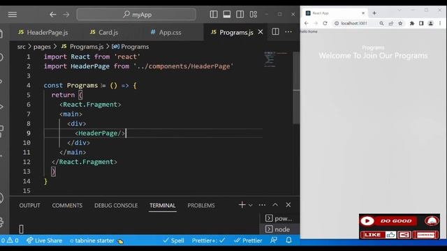 22. Simple Landing Page with React Hooks  for beginners - Programs Page