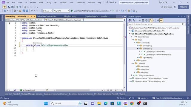 Clean Architecture | CQRS | Mediator | command handler for Delete