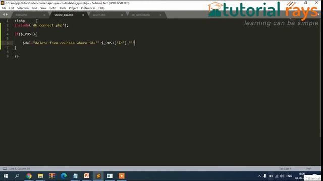 13. DELETE | Ajax CRUD Operation | Ajax Tutorial | Ajax Insert Update Delete| Tutorial Rays