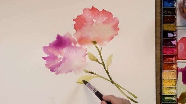 Watercolor flower painting wet into wet #475 смотреть онлайн