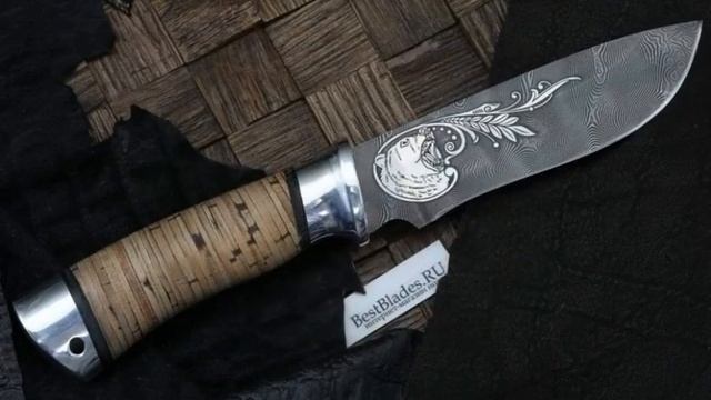 Туристический нож ЗЗОСС Н29 (сталь черный дамаск-У10А-7ХНМ, дюраль, береста) смотреть онлайн