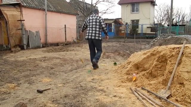 Строительство гаража и бани./ Разметка  фундамента под гараж и баню.
