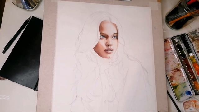 Timelapse / HOW TO PAINT A WATERCOLOR PORTRAIT PART 3 /  КАК РИСОВАТЬ ПОРТРЕТ АКВАРЕЛЬЮ смотреть онлайн