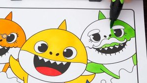 Coloring Baby Shark Family Pinkfong Crayola Coloring Page Prismacolor Markers | KiMMi THE CLOWN