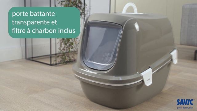 Туалет-домик для кошек SAVIC Riena/Simba с ситом и поддонами, 64х46х48 см, пластик, теплый серый смотреть онлайн
