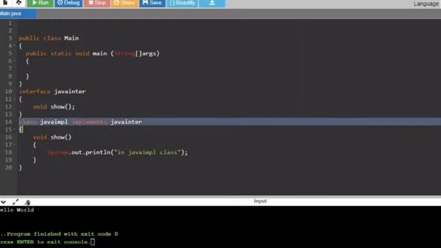 interface in java with example program part 1.