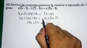 EQUAÇÃO DO 1 GRAU (I) RESOLUÇÃO DE EXERCÍCIOS ( QUESTÕES: 01, 02 E 03