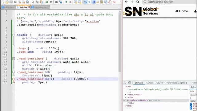 Learn Building a basic responsive website | Lesson 1 | HTML CSS JAVASCRIPT PHP website