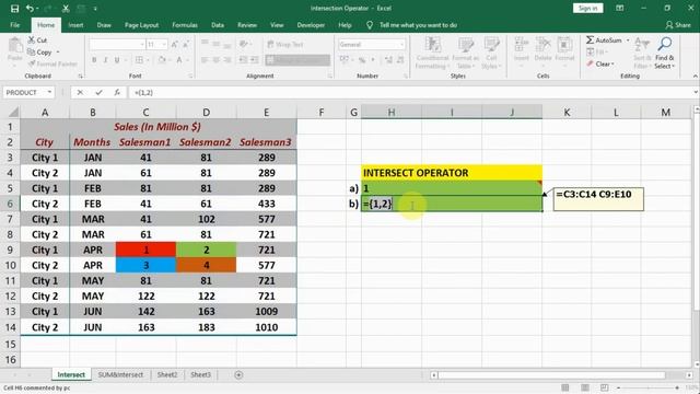 22 - EXCEL #INTERSECTION #OPERATOR
