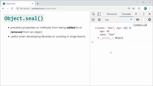 How to protect JavaScript Objects with Object.seal() - JavaScript Tutorial