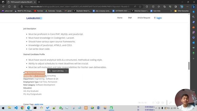 PHP/Laravel/CodIgniter/WordPress Developers jobs in kolkata